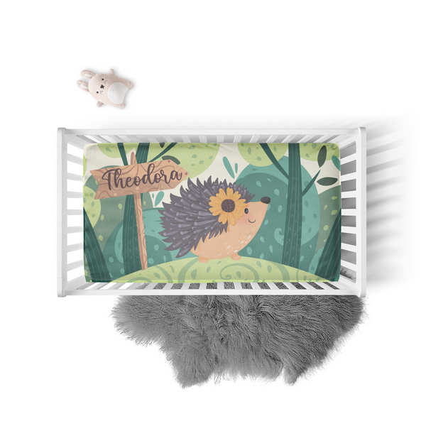 PERSONALIZED CUTE PORCUPINE CRIB SHEET Bonnie Bunnies