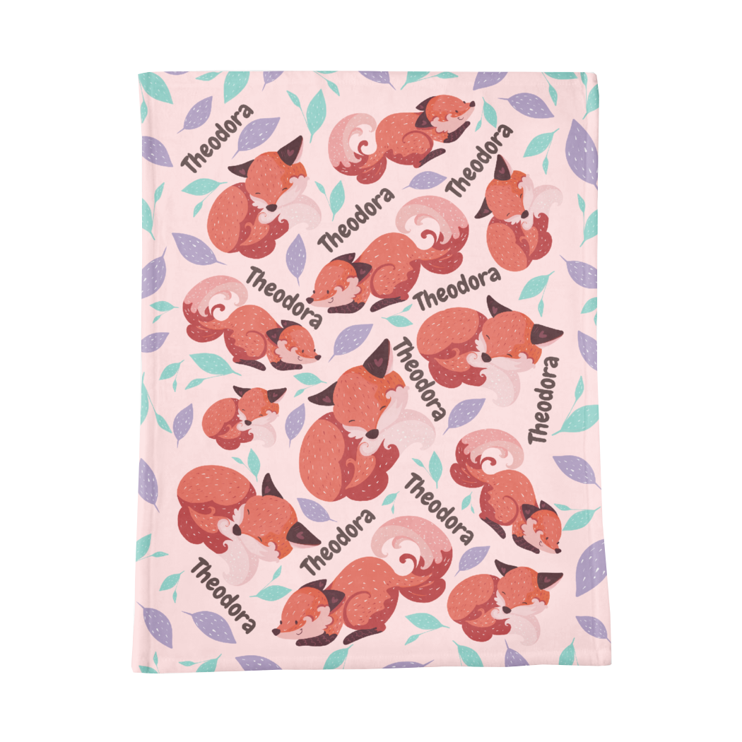 PERSONALIZED CUTE FOX MINKY BLANKET