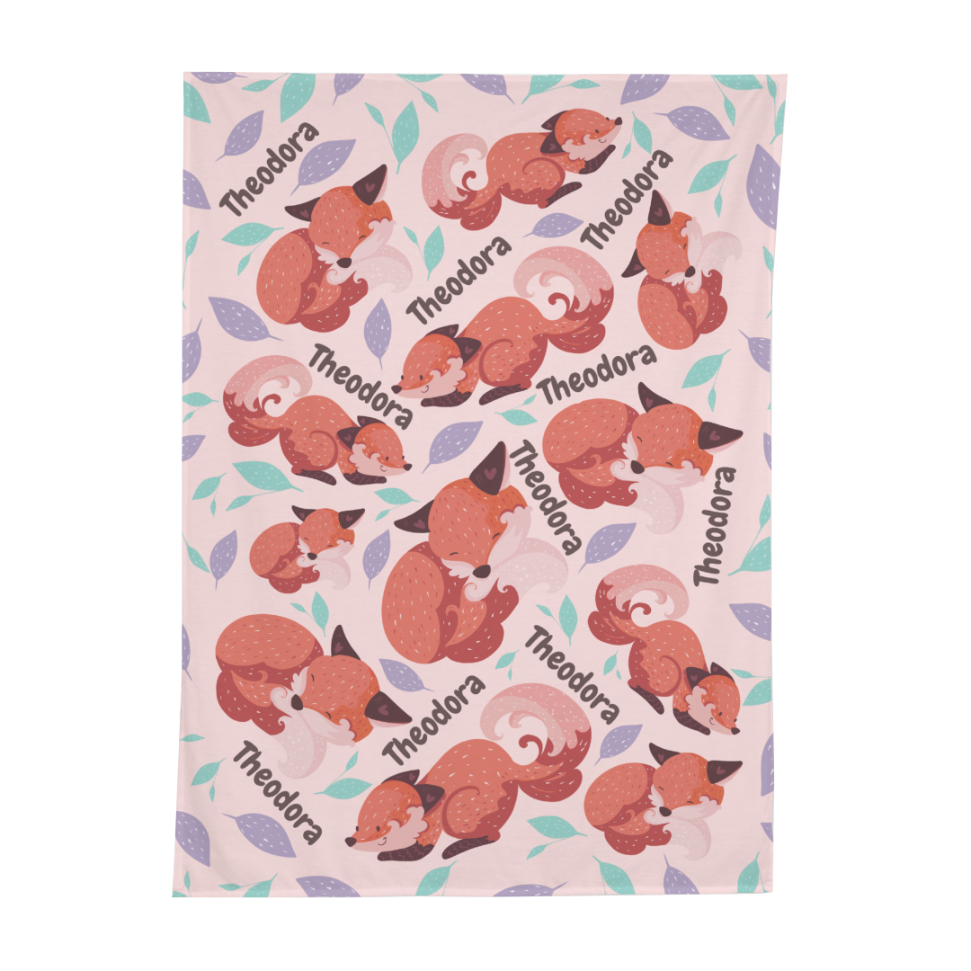 PERSONALIZED CUTE FOX SWADDLE BLANKET