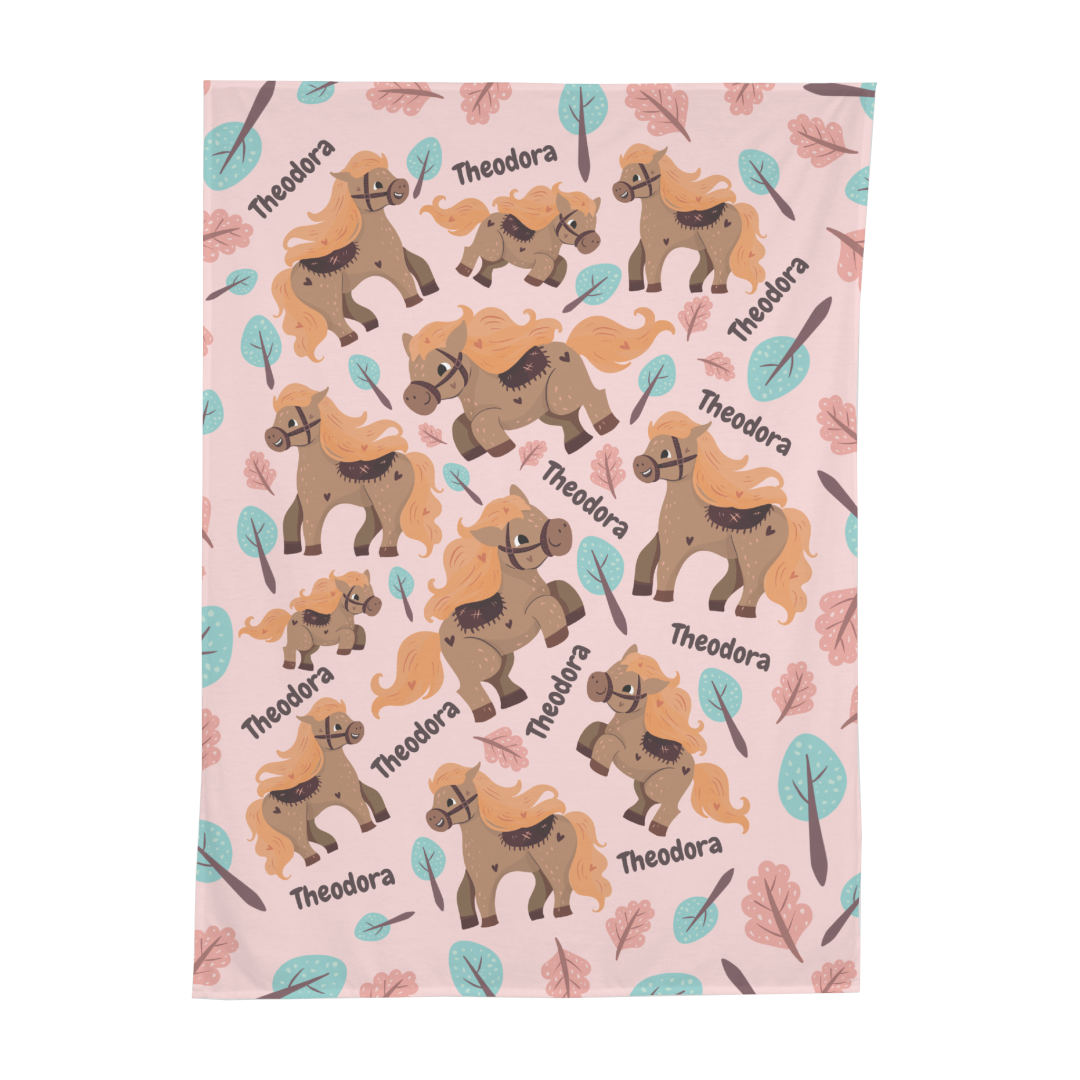 PERSONALIZED CUTE HORSE SWADDLE BLANKET