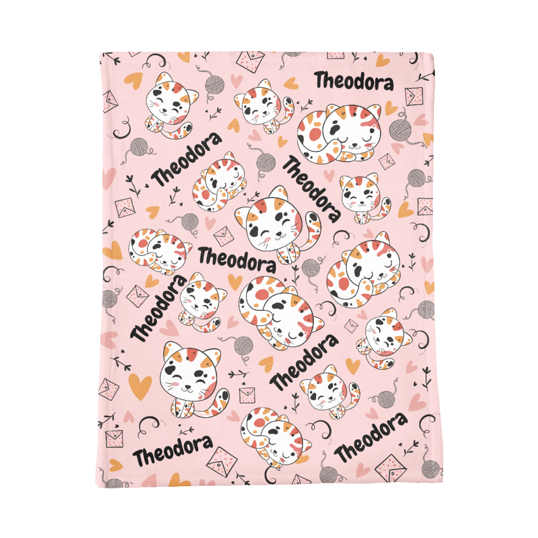 PERSONALIZED CUTE KITTEN MINKY BLANKET