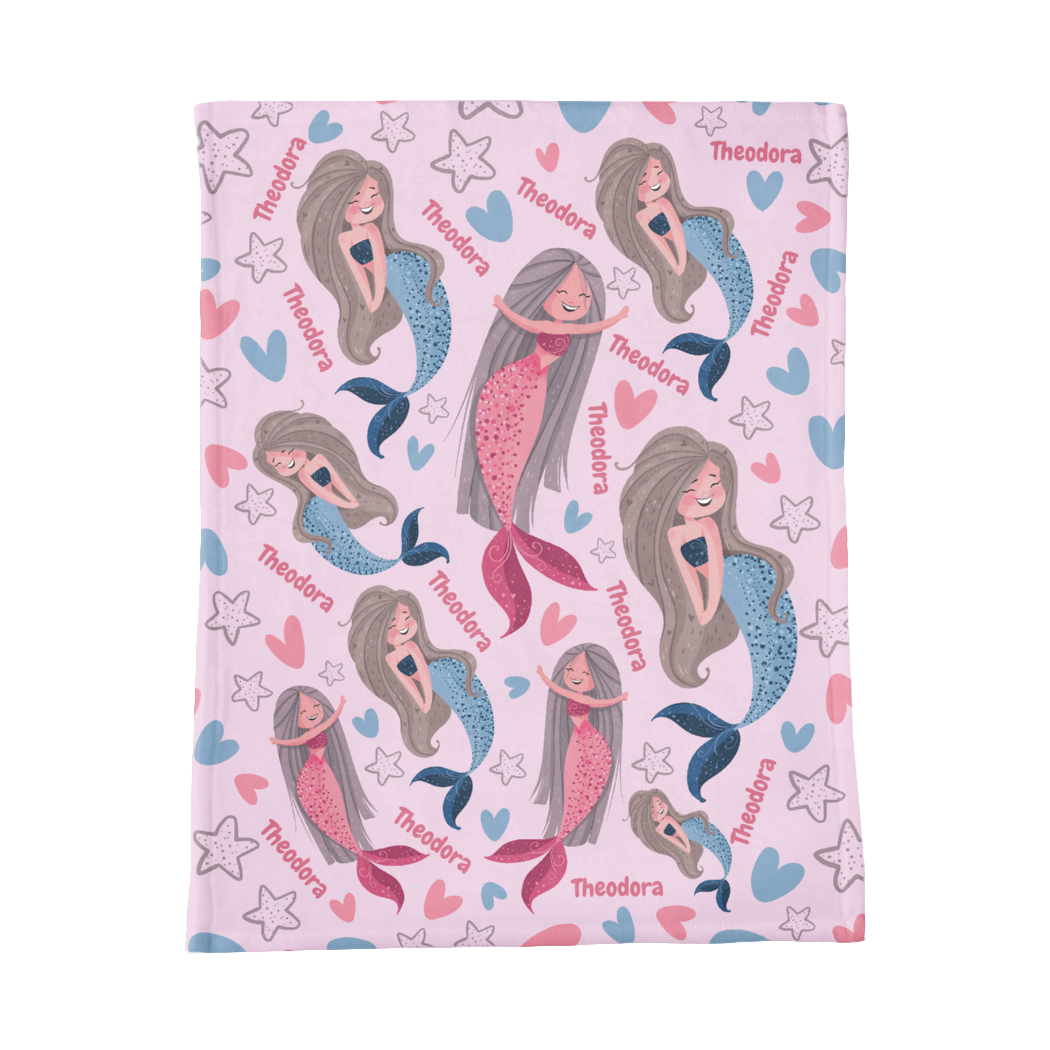 PERSONALIZED CUTE MERMAID MINKY BLANKET
