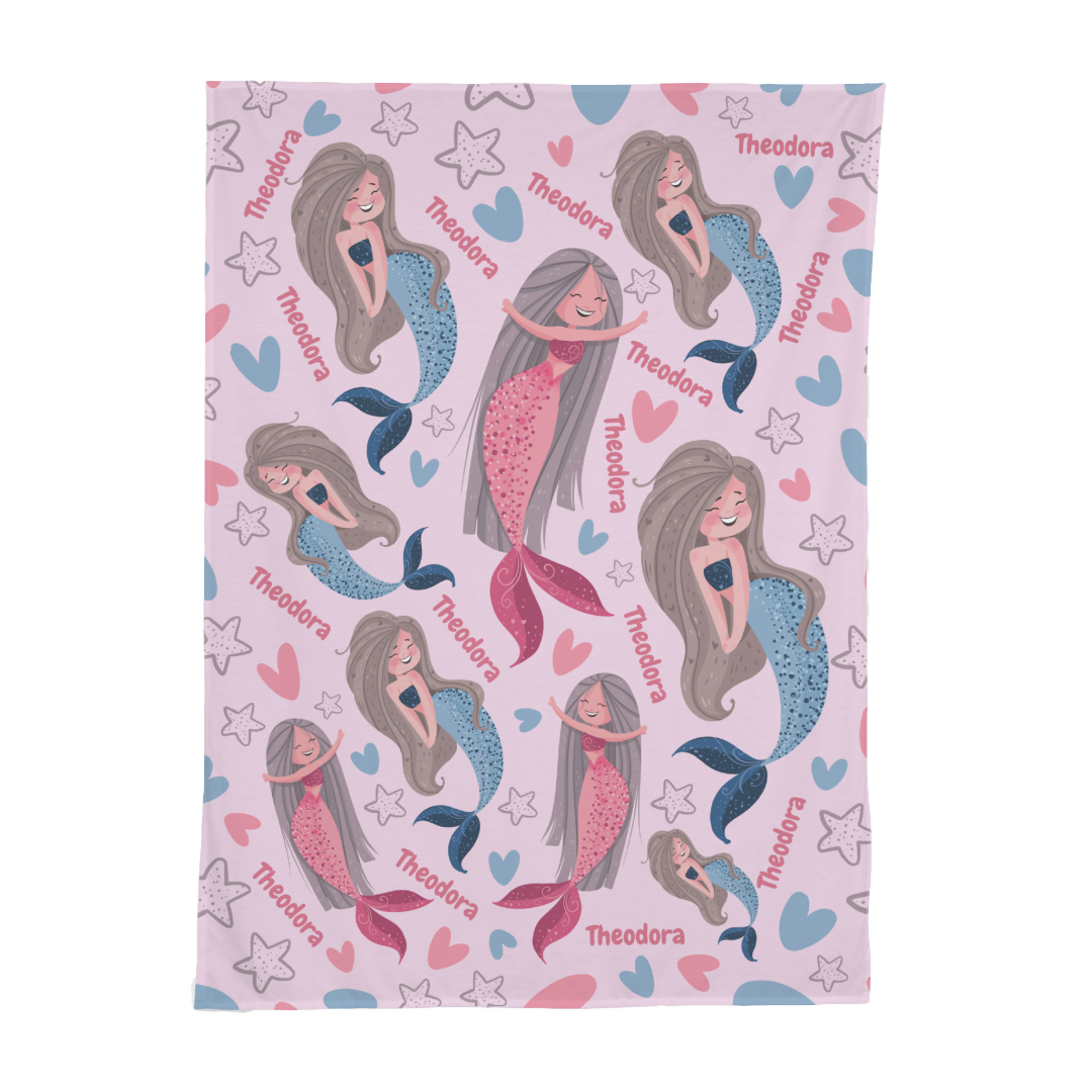 PERSONALIZED CUTE MERMAID SWADDLE BLANKET