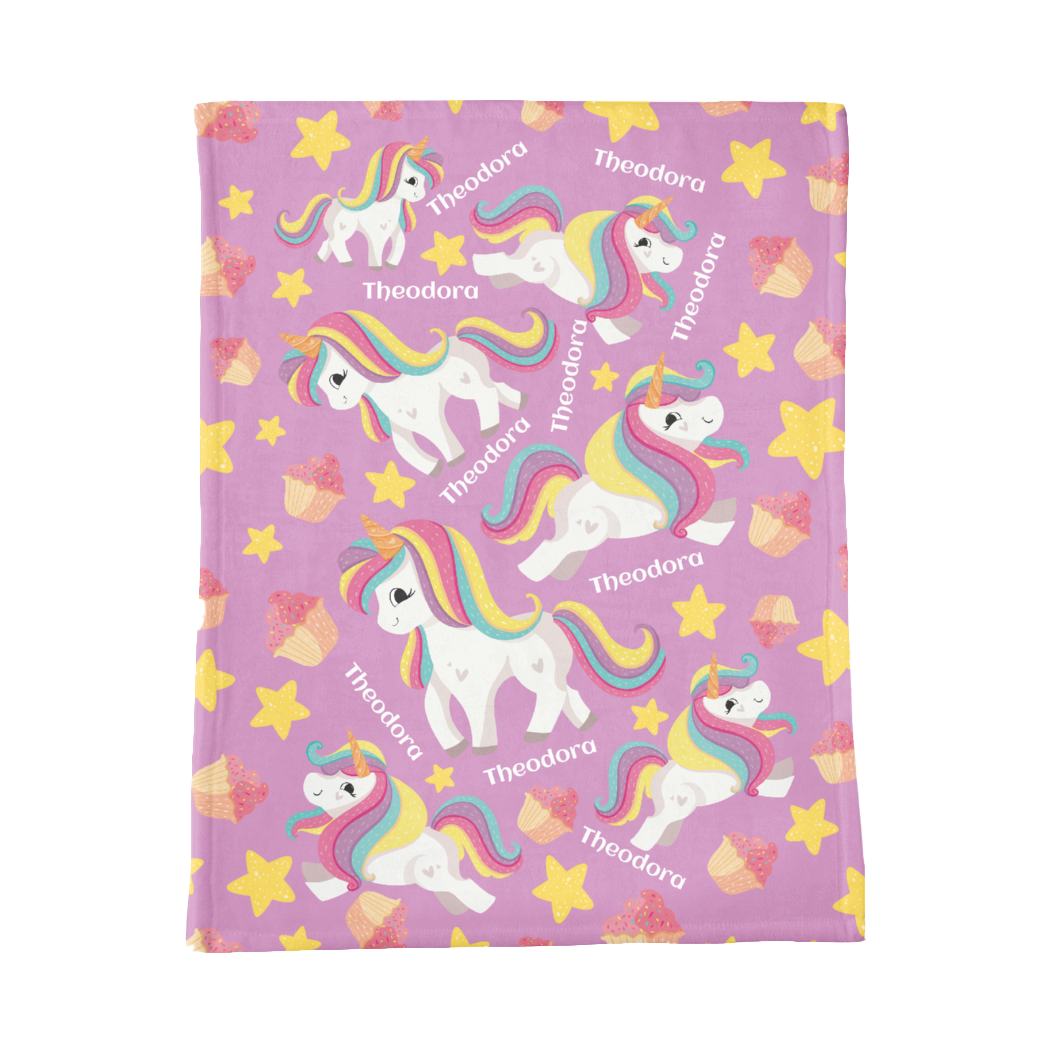PERSONALIZED CUTE UNICORN MINKY BLANKET
