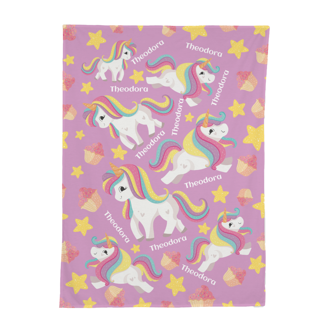 PERSONALIZED CUTE UNICORN SWADDLE BLANKET