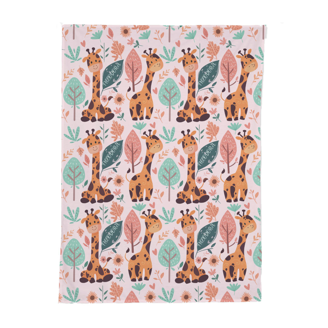 PERSONALIZED CUTE GIRAFFE SWADDLE BLANKET