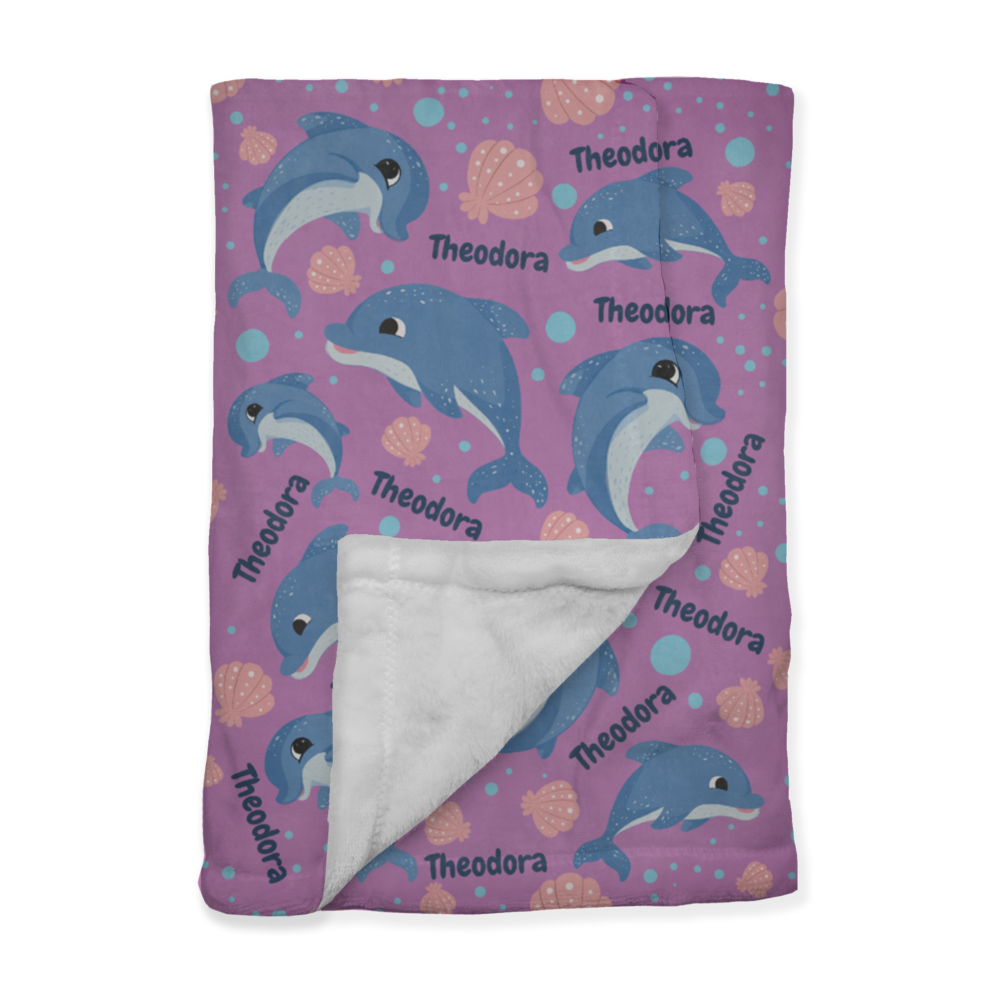 PERSONALIZED CUTE DOLPHIN MINKY BLANKET