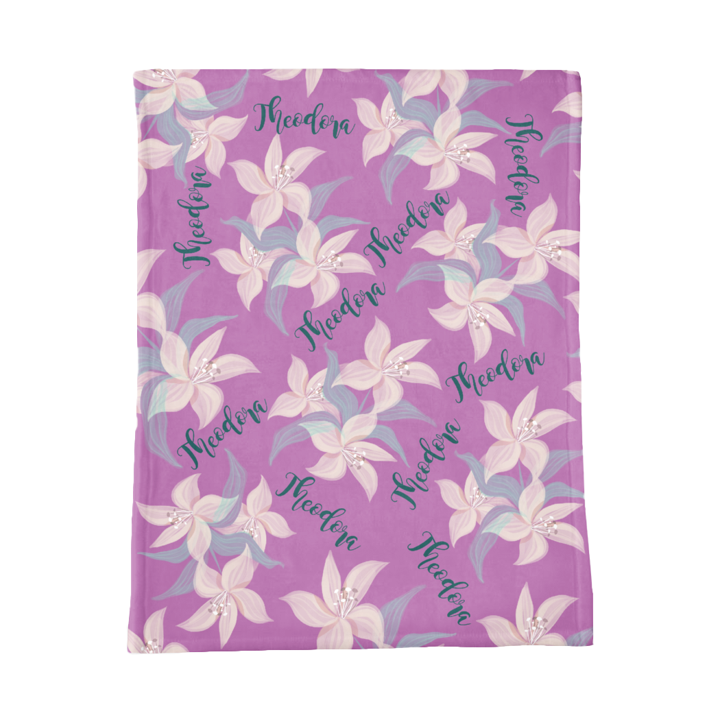 PERSONALIZED CUTE LILIES MINKY BLANKET