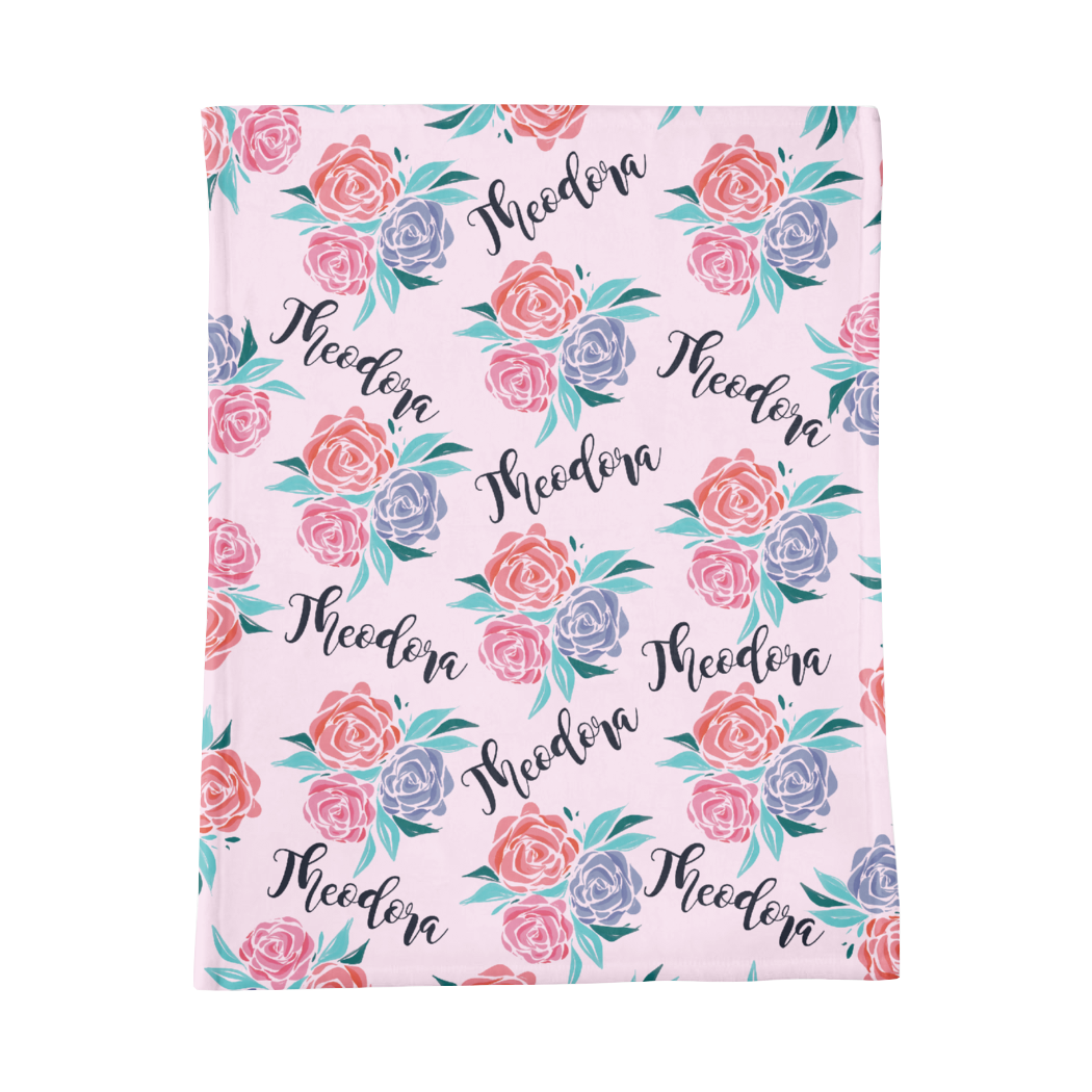 PERSONALIZED CUTE ROSES MINKY BLANKET