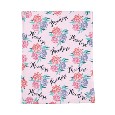 PERSONALIZED CUTE ROSES MINKY BLANKET