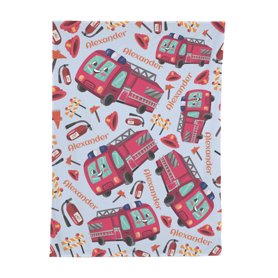 PERSONALIZED CUTE FIRE ENGINE SWADDLE BLANKET