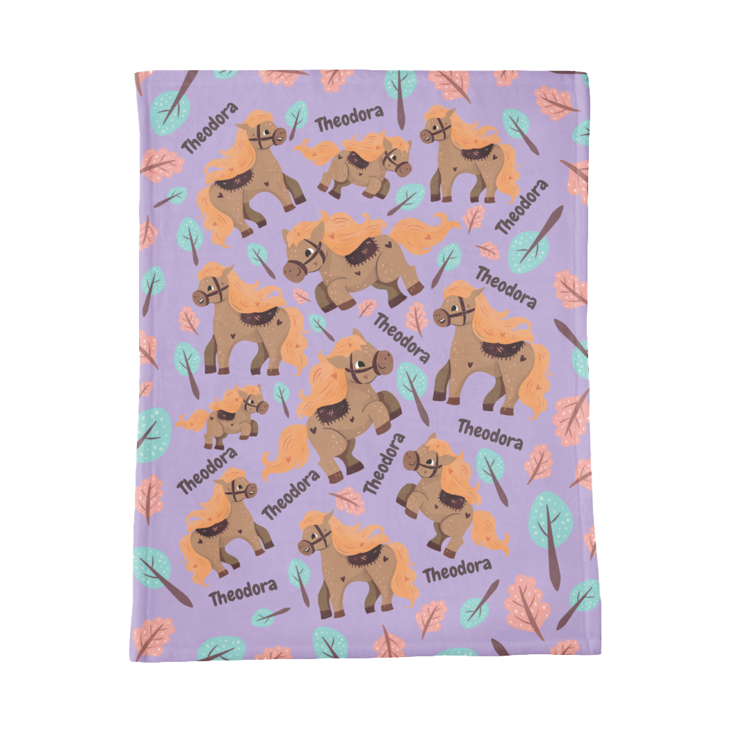PERSONALIZED CUTE HORSE MINKY BLANKET
