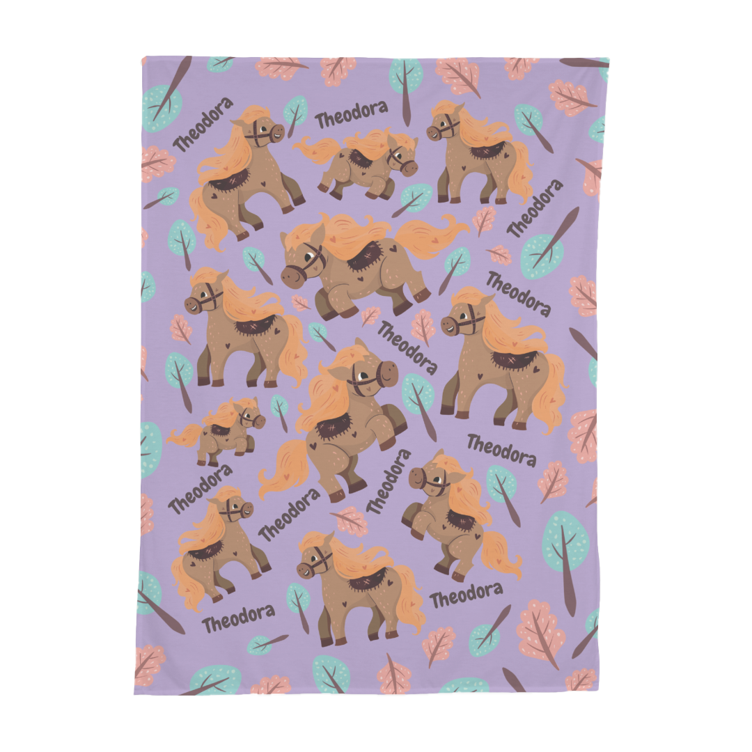 PERSONALIZED CUTE HORSE SWADDLE BLANKET