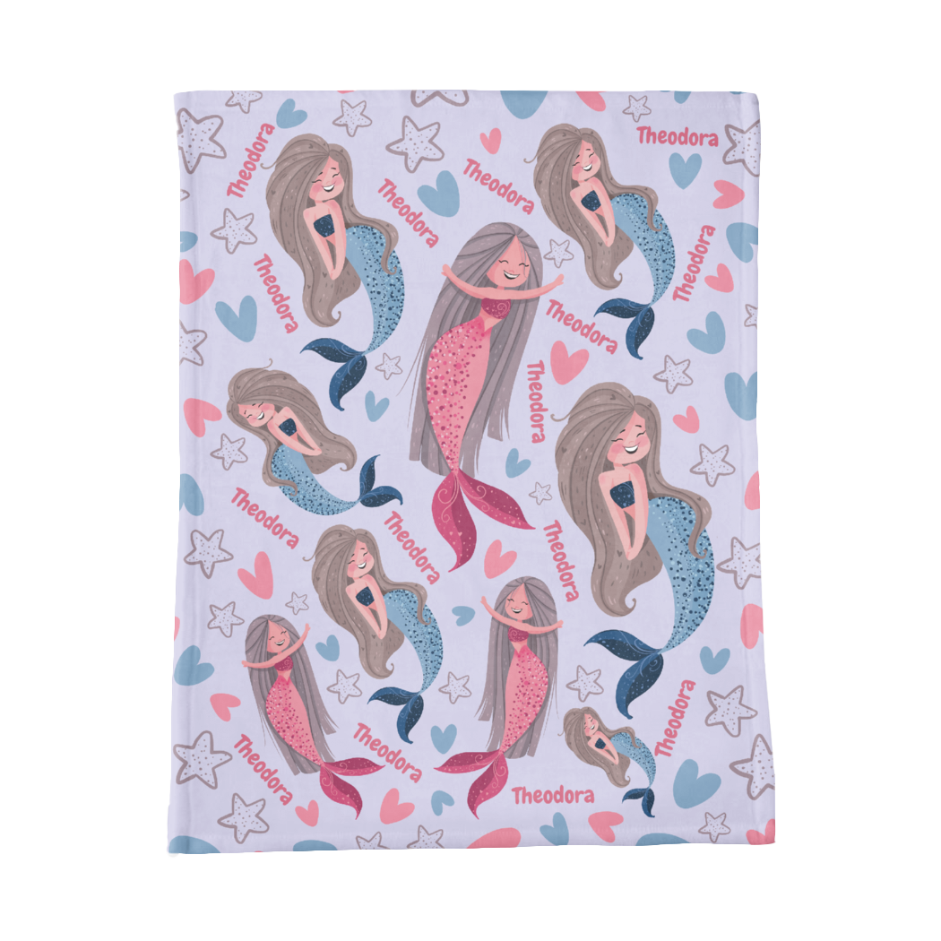 PERSONALIZED CUTE MERMAID MINKY BLANKET