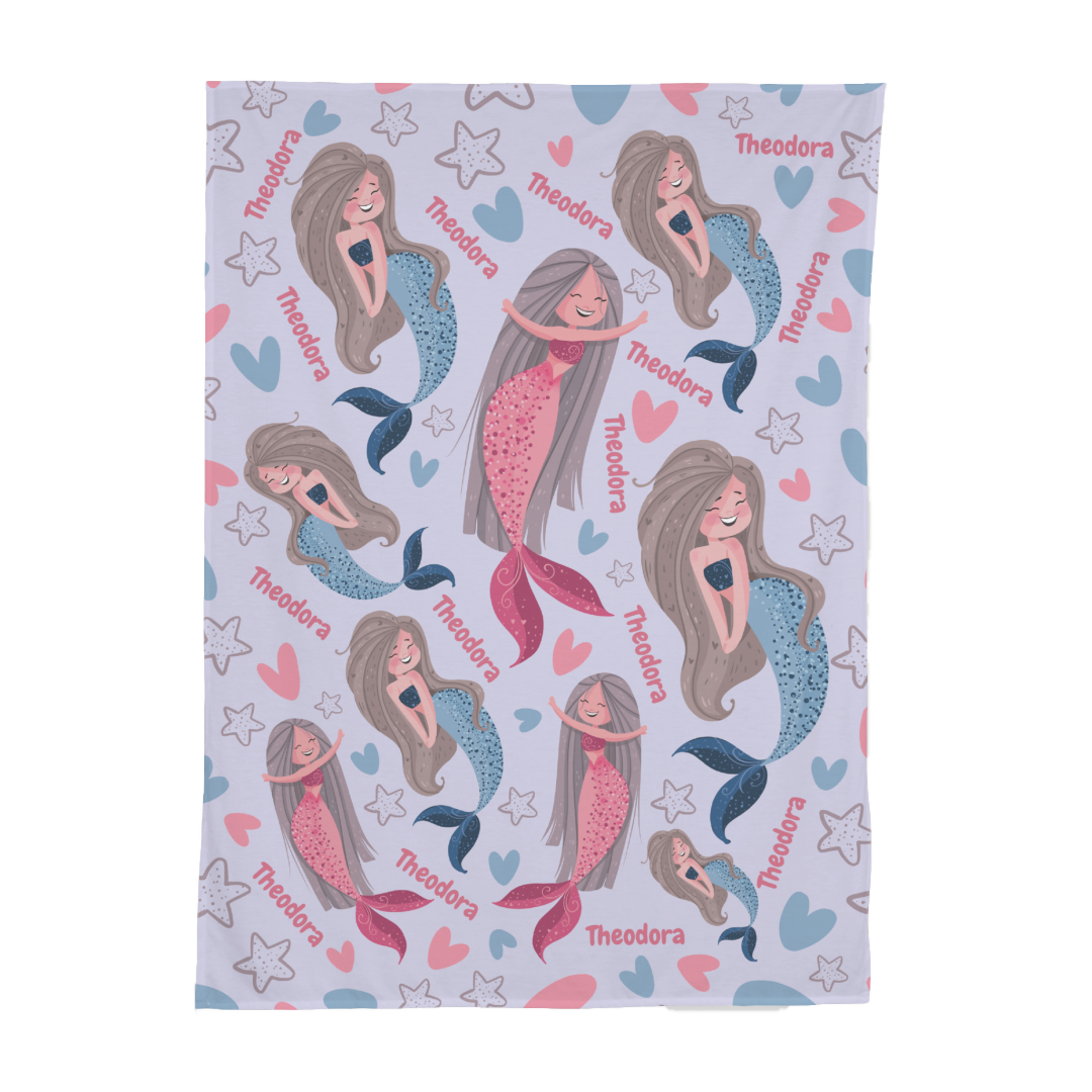 PERSONALIZED CUTE MERMAID SWADDLE BLANKET