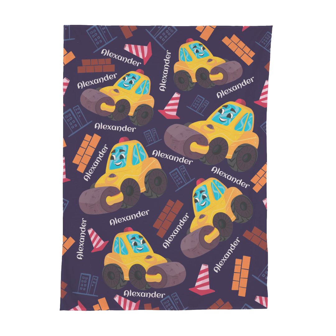PERSONALIZED CUTE STEAMROLLER SWADDLE BLANKET
