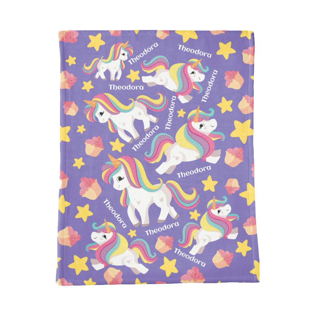PERSONALIZED CUTE UNICORN MINKY BLANKET