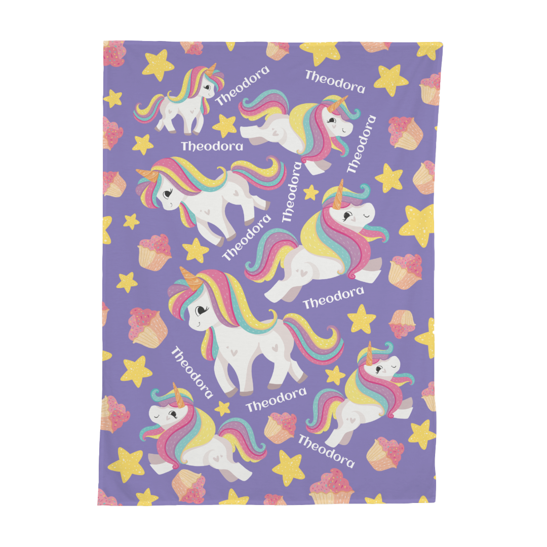 PERSONALIZED CUTE UNICORN SWADDLE BLANKET