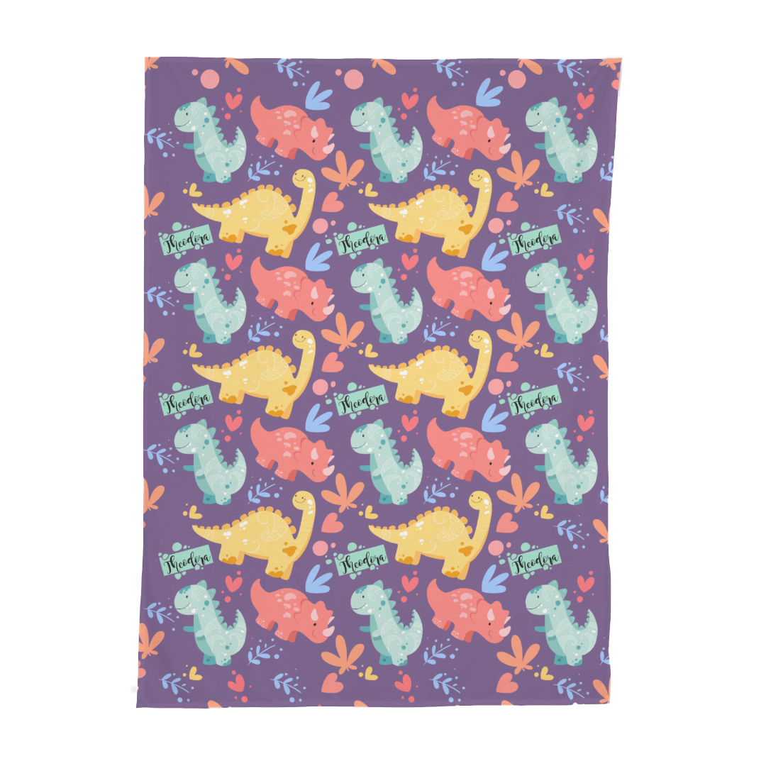 PERSONALIZED CUTE DINOSAUR SWADDLE BLANKET