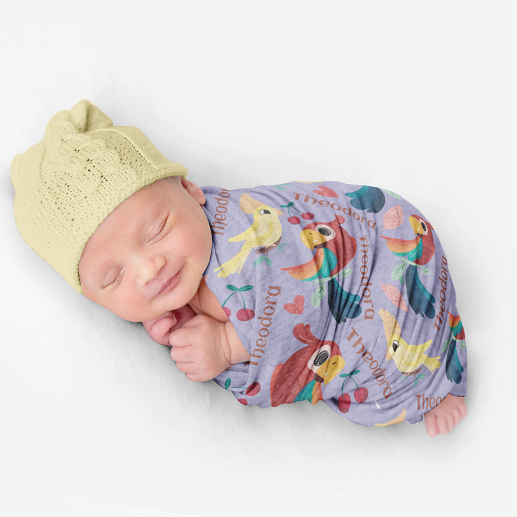 PERSONALIZED CUTE BIRD SWADDLE BLANKET