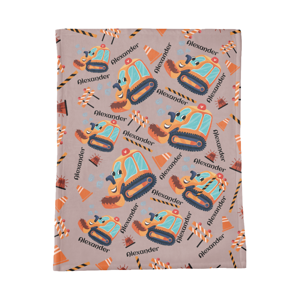 PERSONALIZED CUTE BULLDOZER MINKY BLANKET