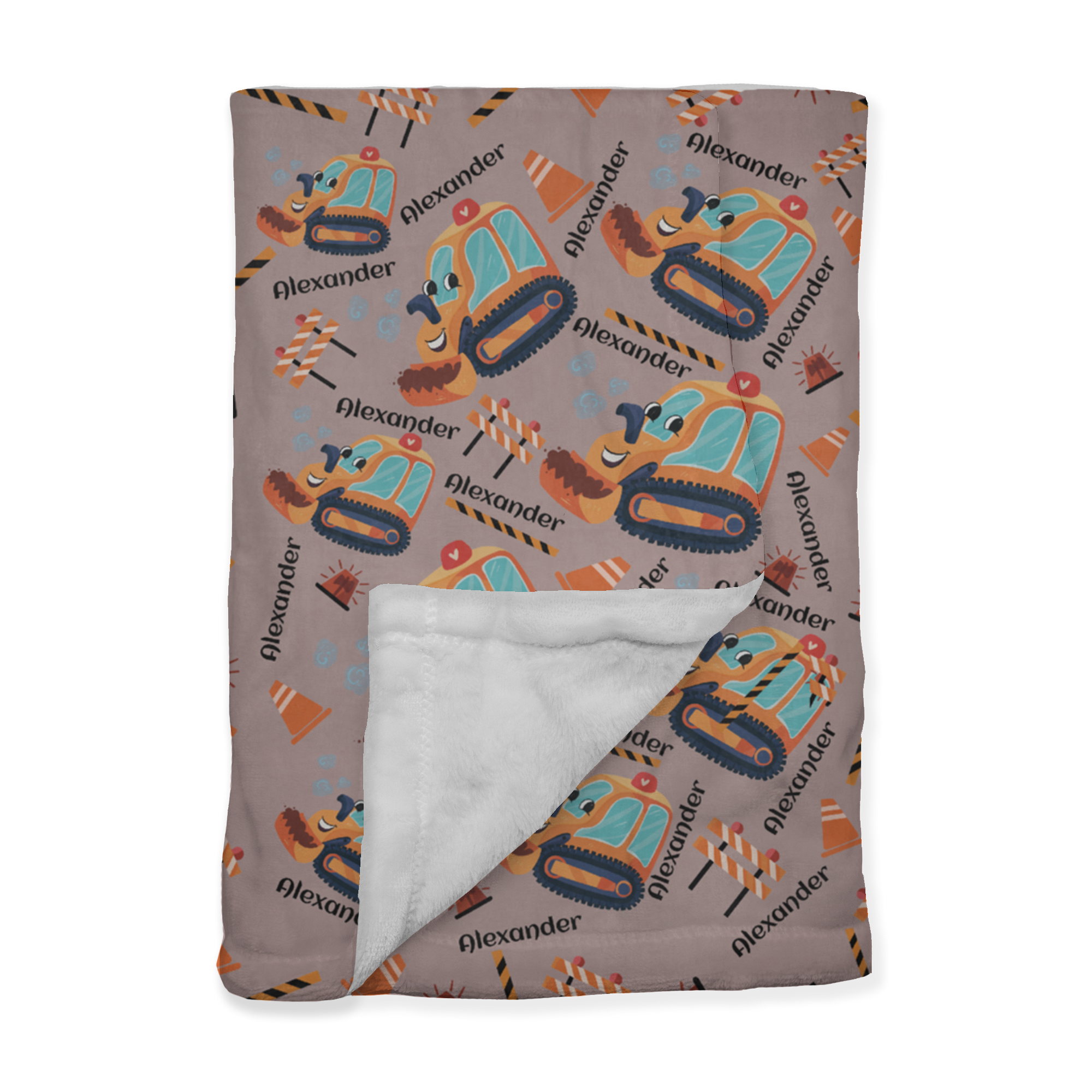PERSONALIZED CUTE BULLDOZER MINKY BLANKET