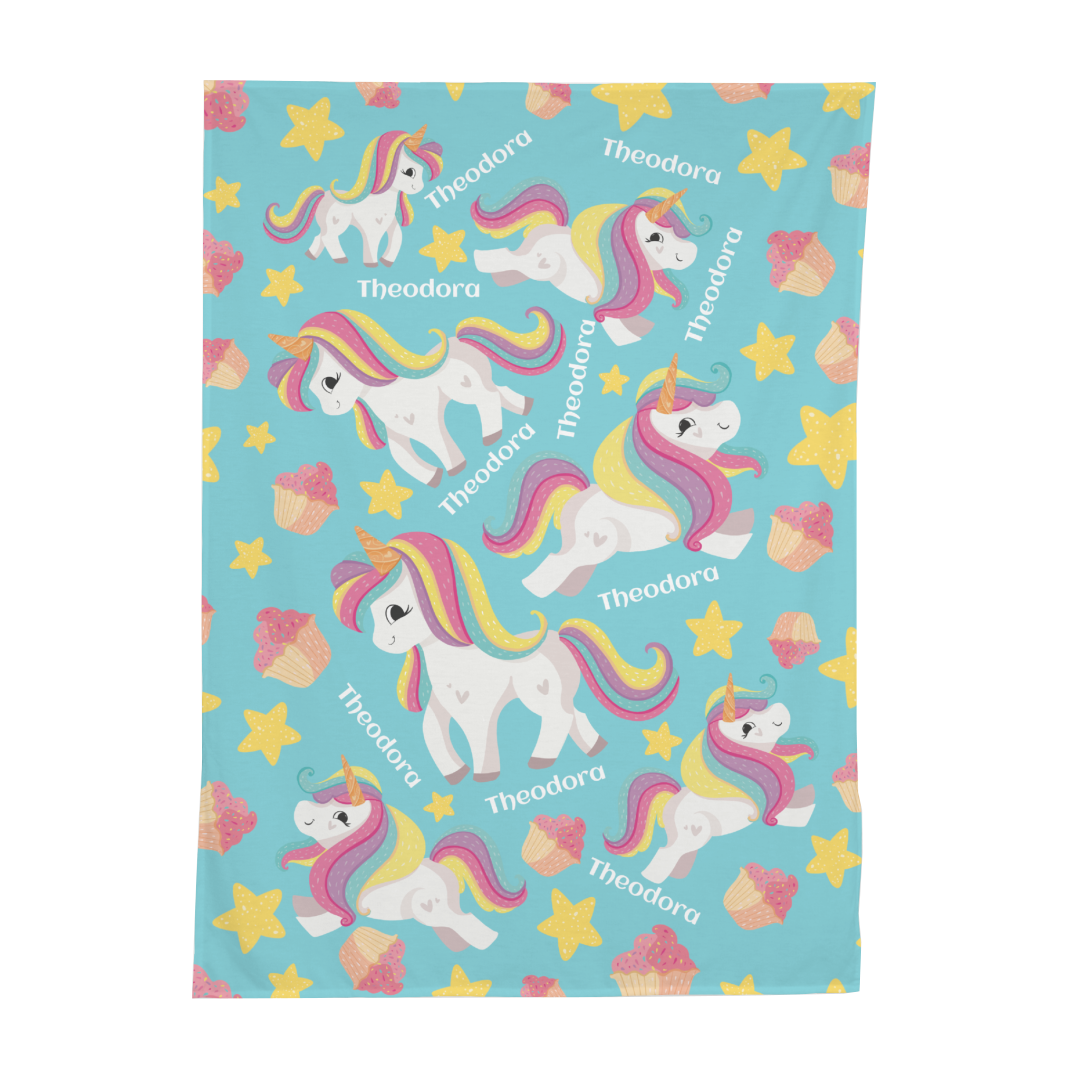 PERSONALIZED CUTE UNICORN SWADDLE BLANKET