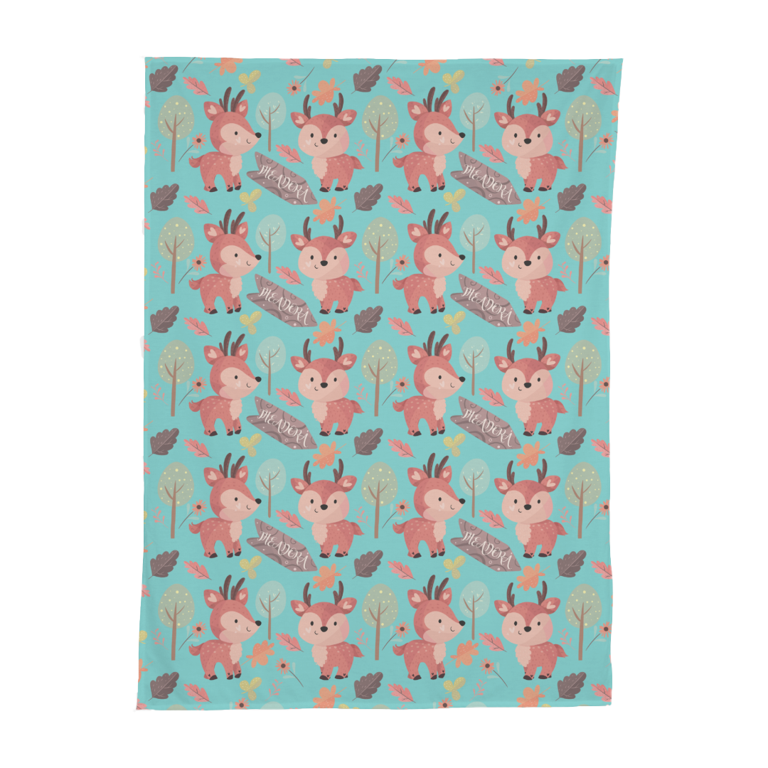 PERSONALIZED CUTE DEER SWADDLE BLANKET