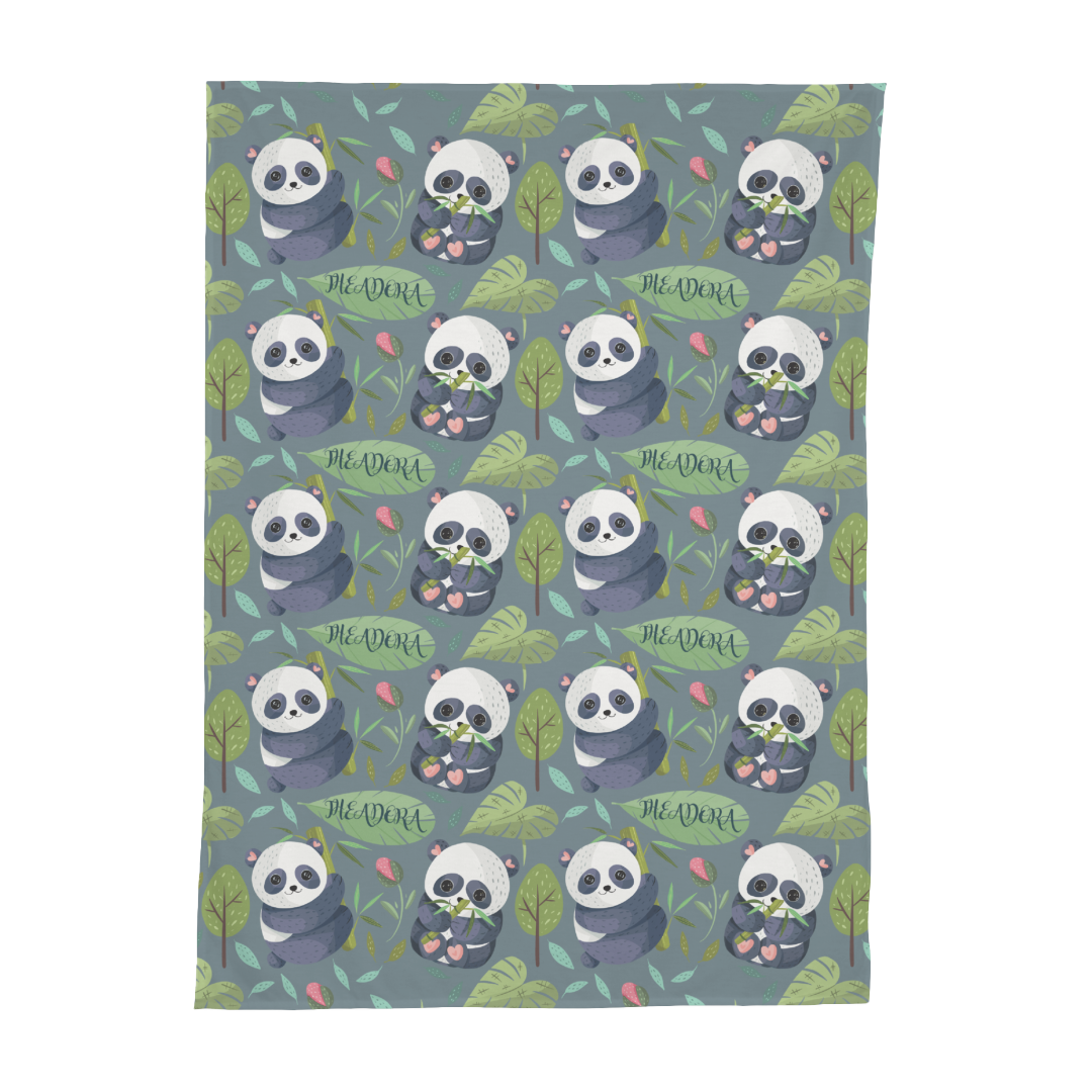 PERSONALIZED CUTE PANDA SWADDLE BLANKET