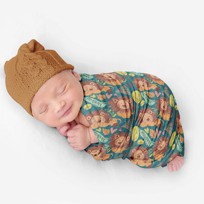 PERSONALIZED CUTE LION SWADDLE BLANKET