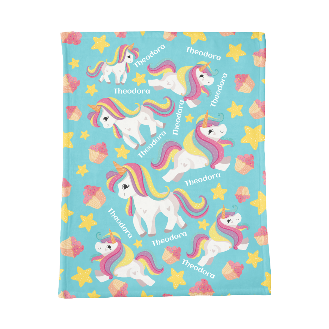 PERSONALIZED CUTE UNICORN MINKY BLANKET