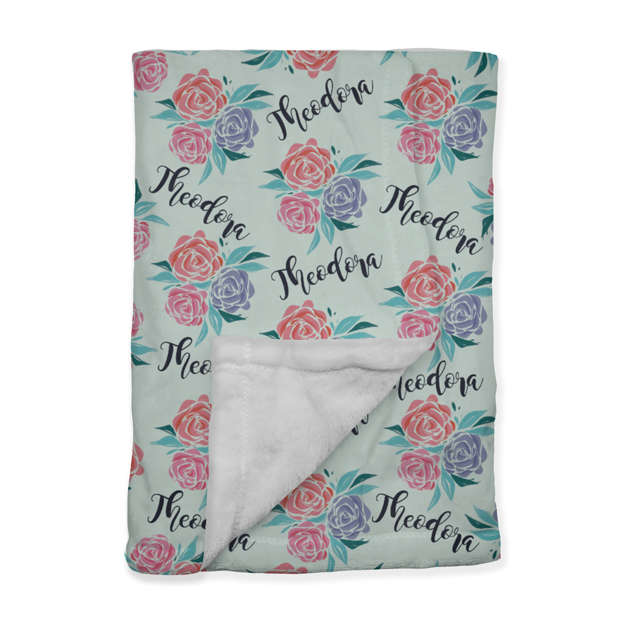 PERSONALIZED CUTE ROSES MINKY BLANKET