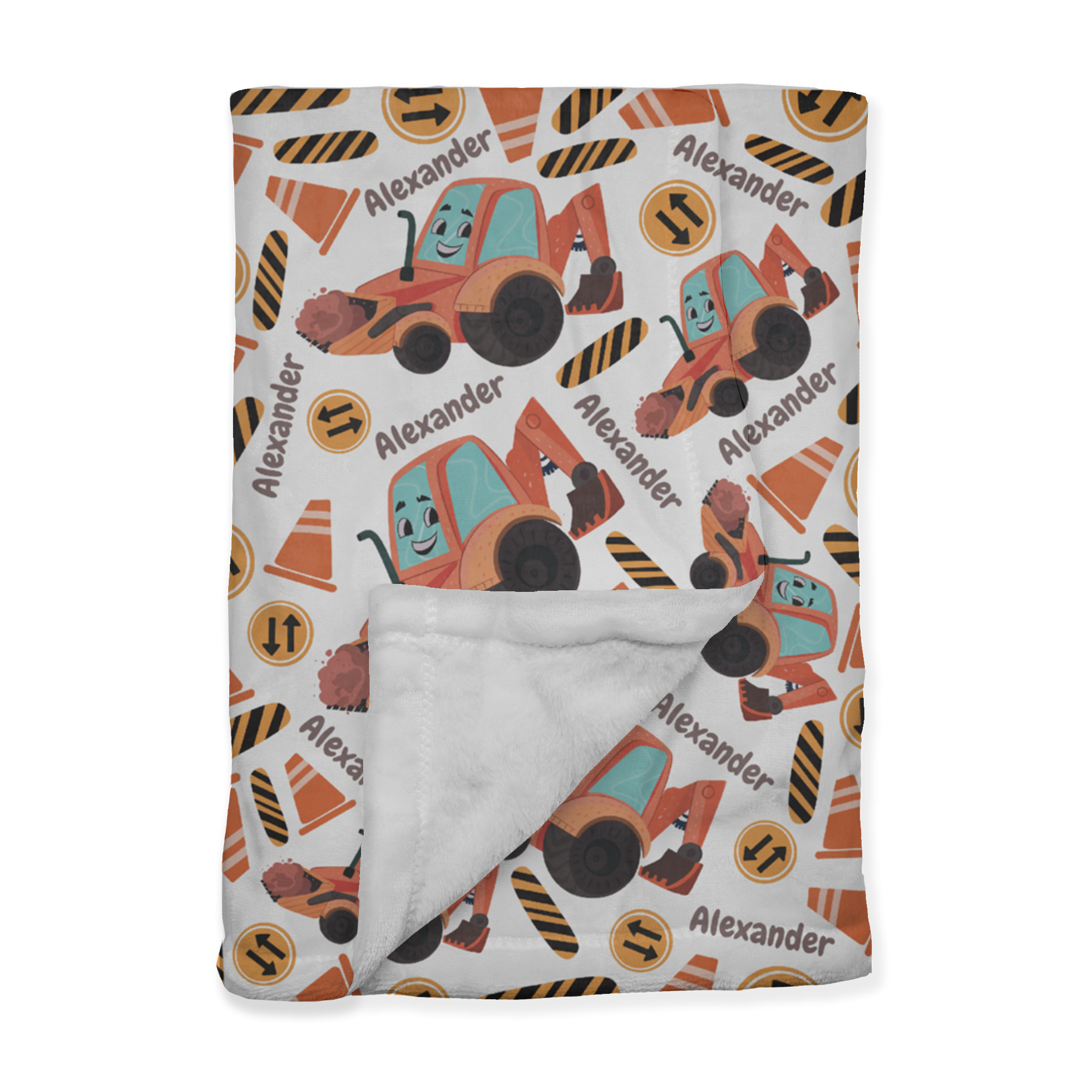 PERSONALIZED CUTE BACKHOE MINKY BLANKET