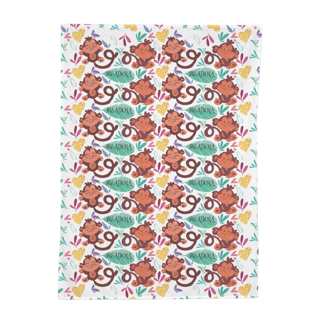 PERSONALIZED CUTE MONKEY SWADDLE BLANKET