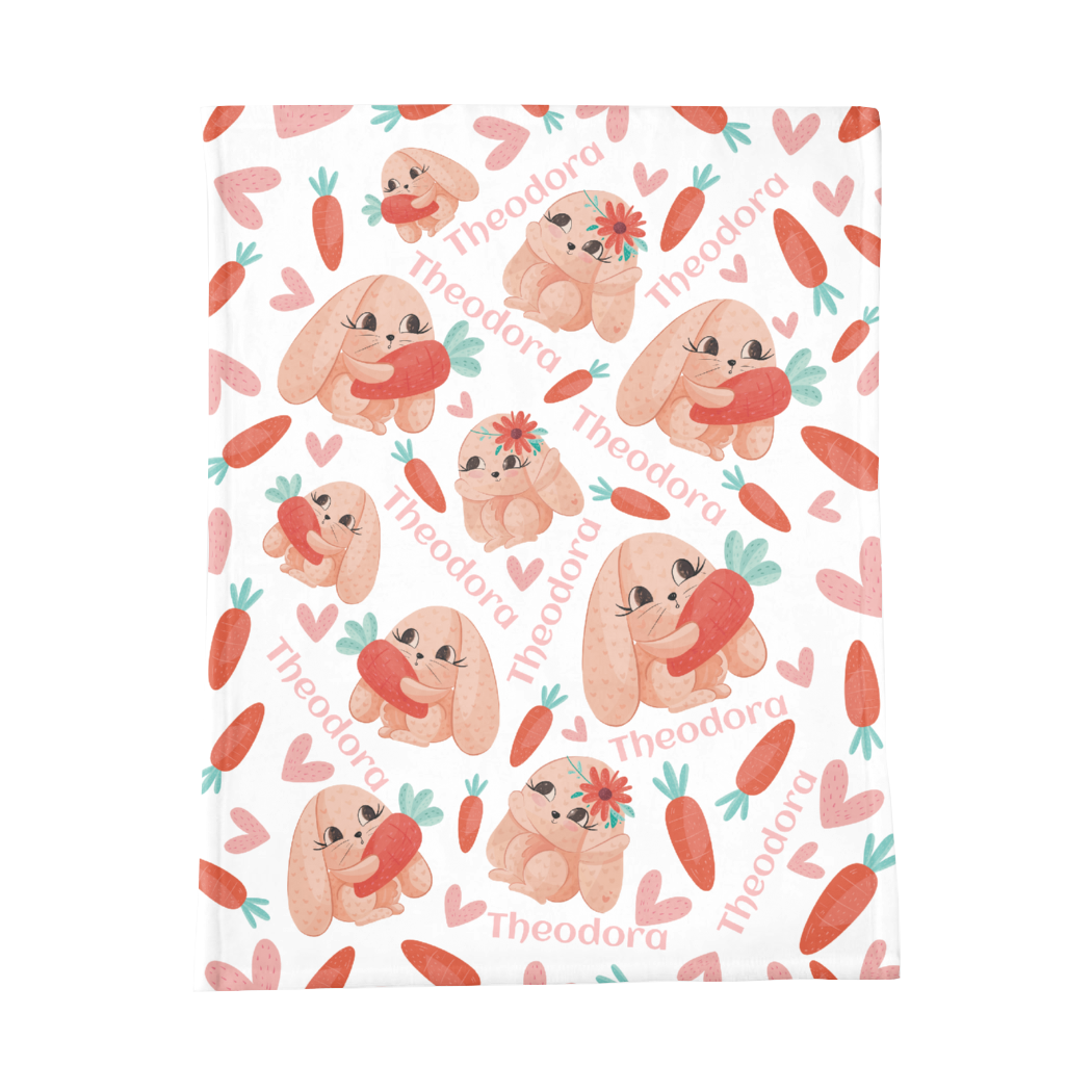 PERSONALIZED CUTE BUNNY MINKY BLANKET