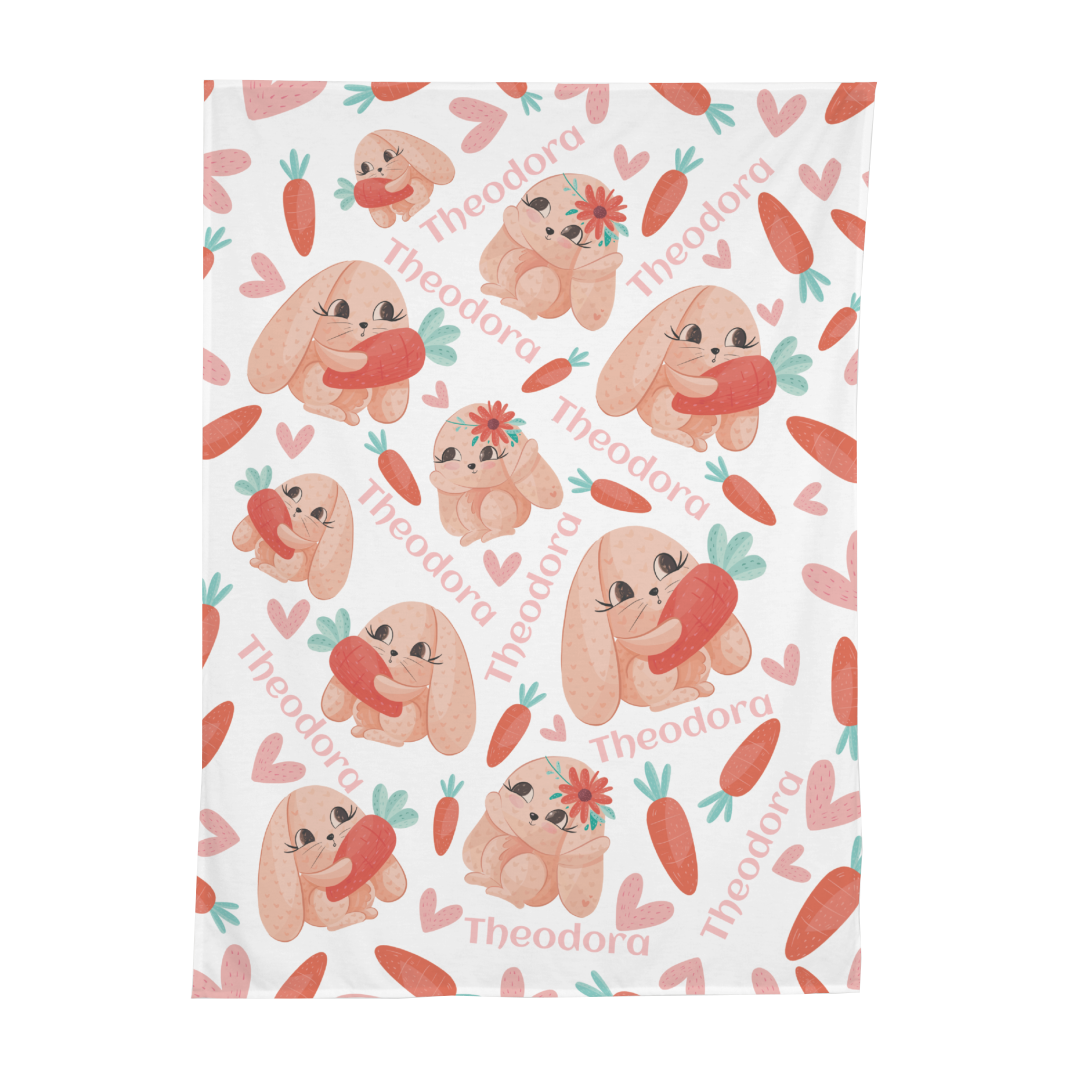PERSONALIZED CUTE BUNNY SWADDLE BLANKET
