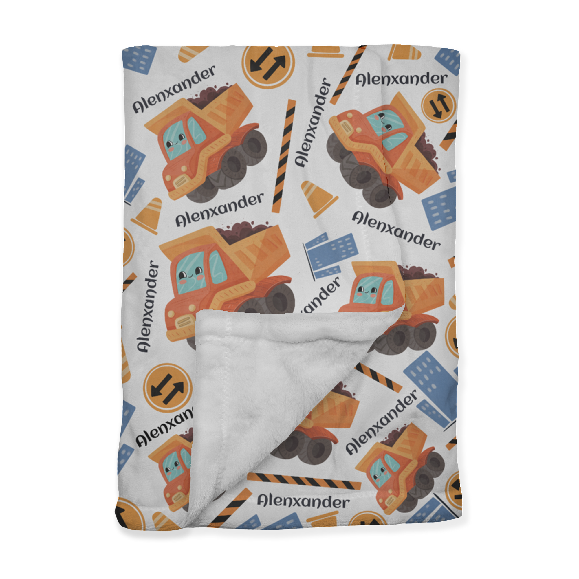 PERSONALIZED CUTE DUMP TRUCK MINKY BLANKET