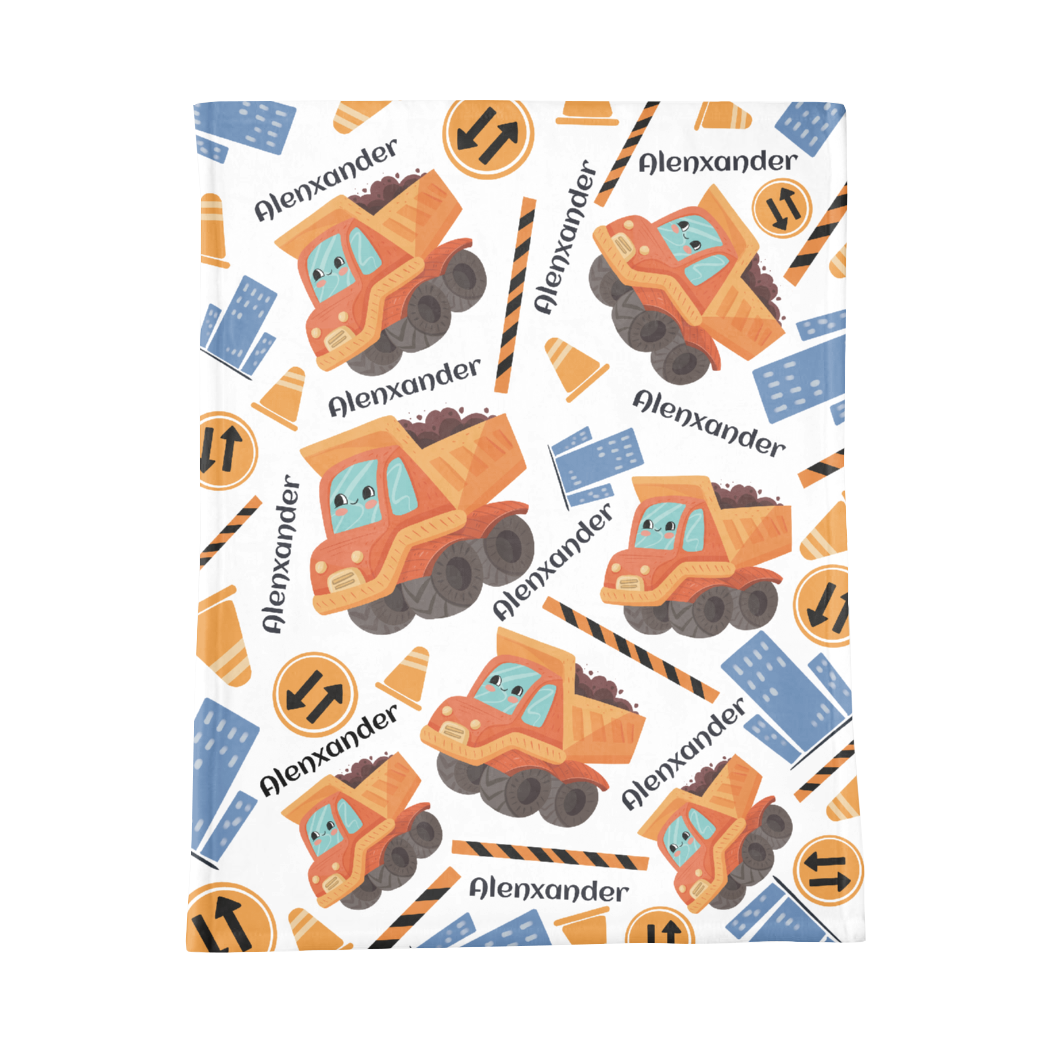 PERSONALIZED CUTE DUMP TRUCK MINKY BLANKET