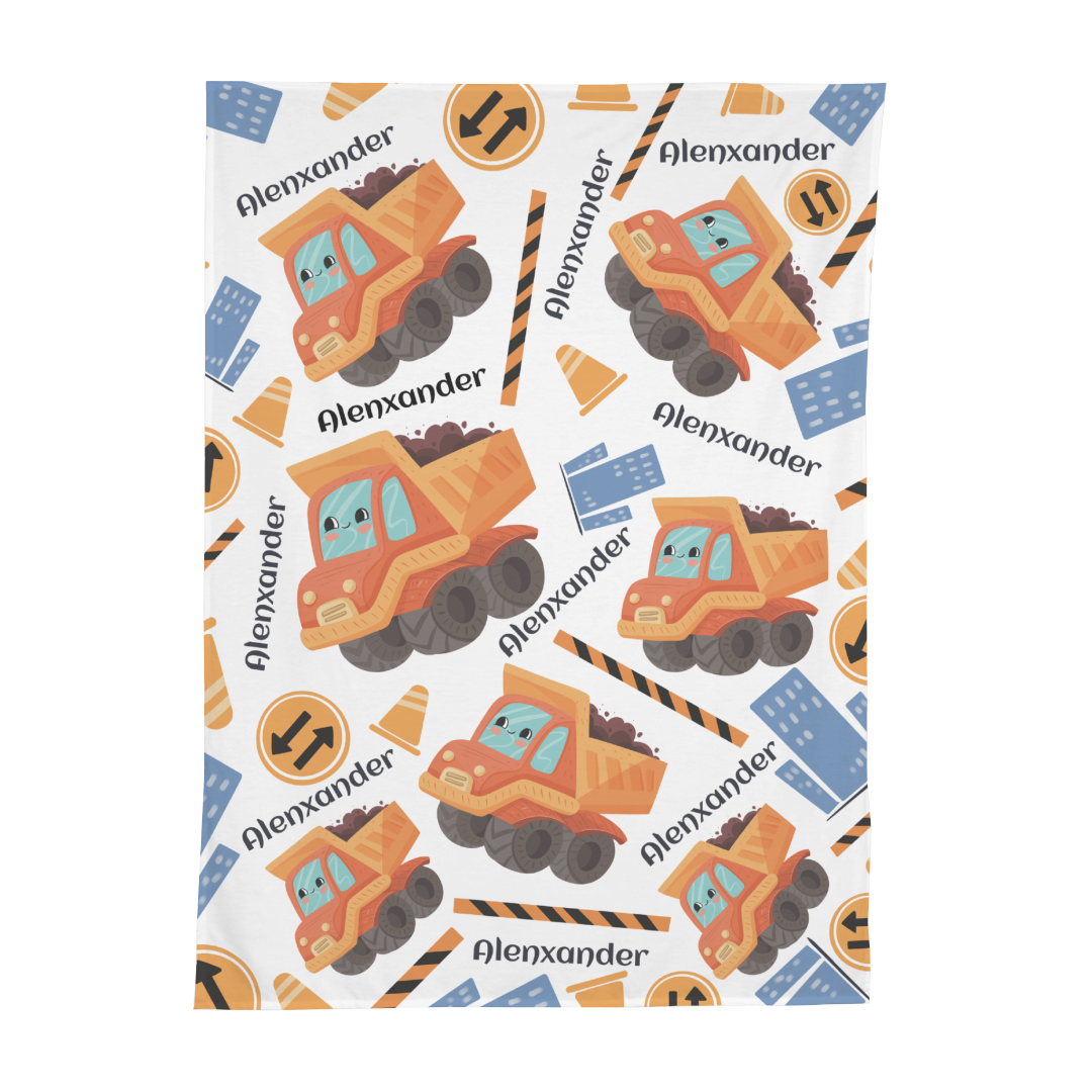 PERSONALIZED CUTE DUMP TRUCK SWADDLE BLANKET