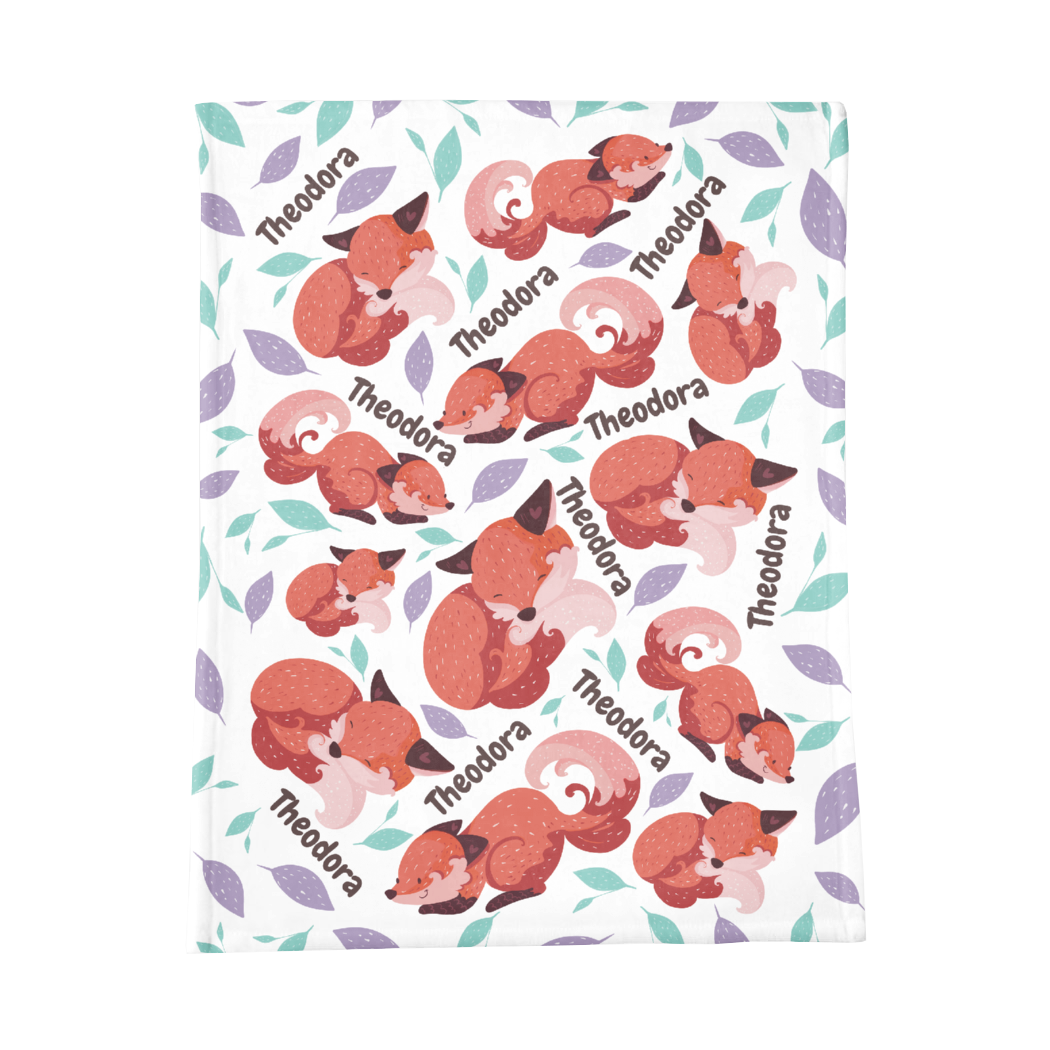 PERSONALIZED CUTE FOX MINKY BLANKET