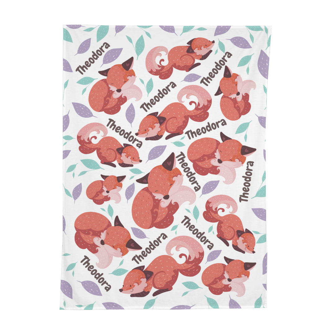 PERSONALIZED CUTE FOX SWADDLE BLANKET