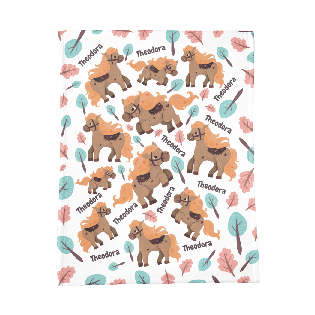 PERSONALIZED CUTE HORSE MINKY BLANKET