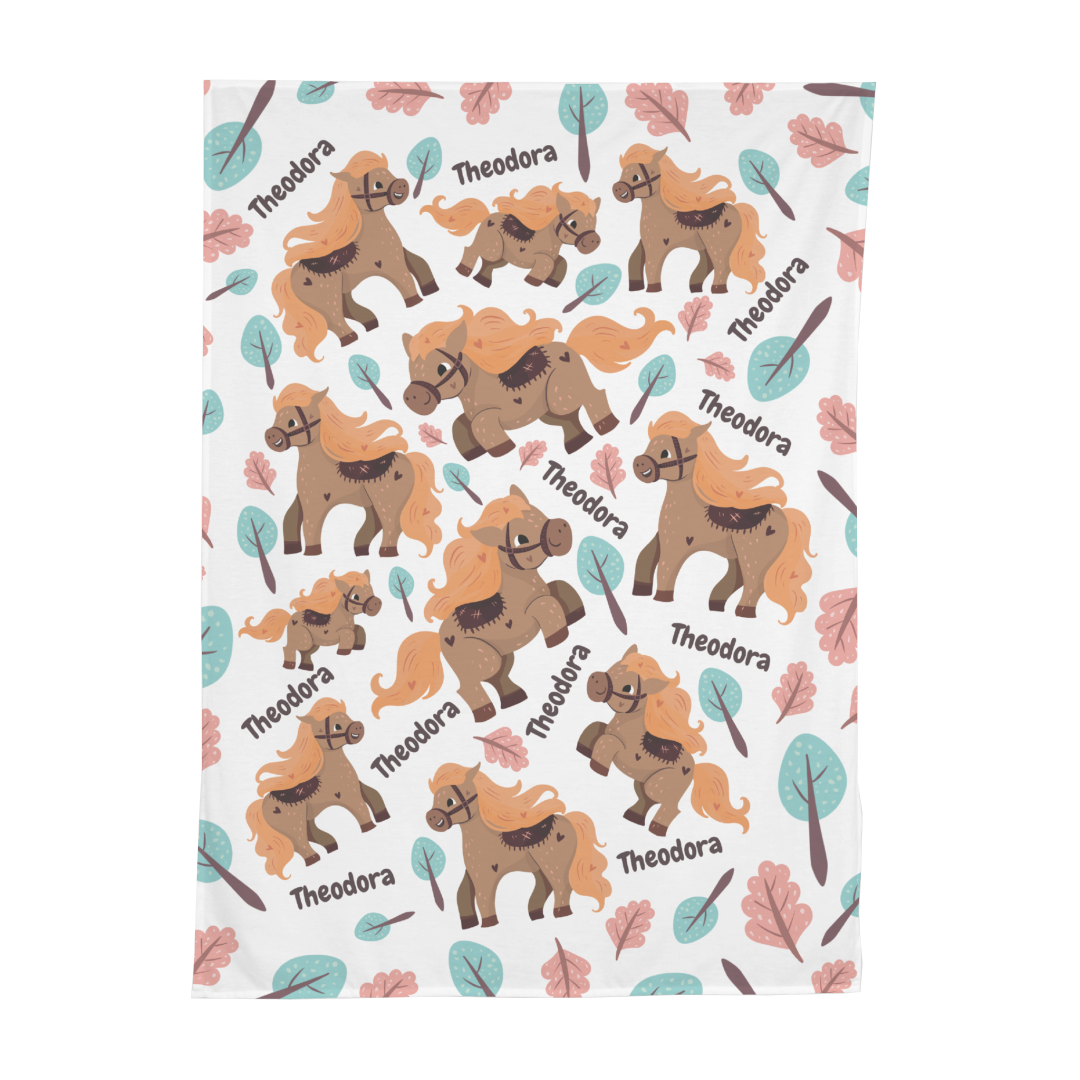 PERSONALIZED CUTE HORSE SWADDLE BLANKET