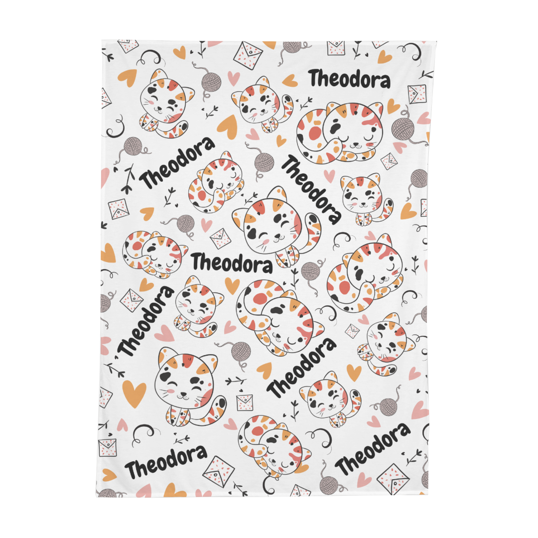 PERSONALIZED CUTE KITTEN SWADDLE BLANKET