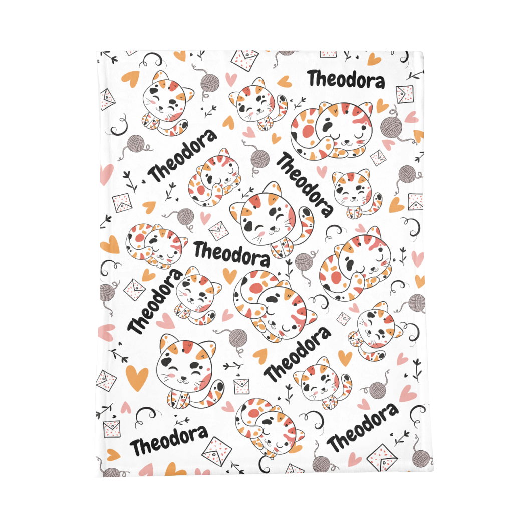 PERSONALIZED CUTE KITTEN MINKY BLANKET