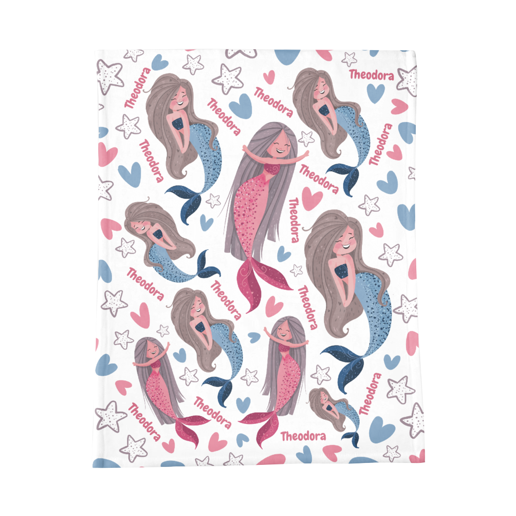 PERSONALIZED CUTE MERMAID MINKY BLANKET