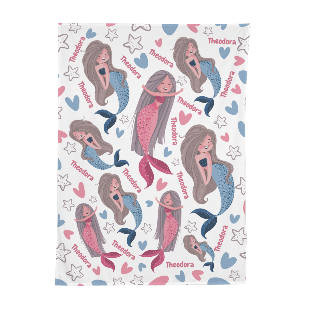 PERSONALIZED CUTE MERMAID SWADDLE BLANKET