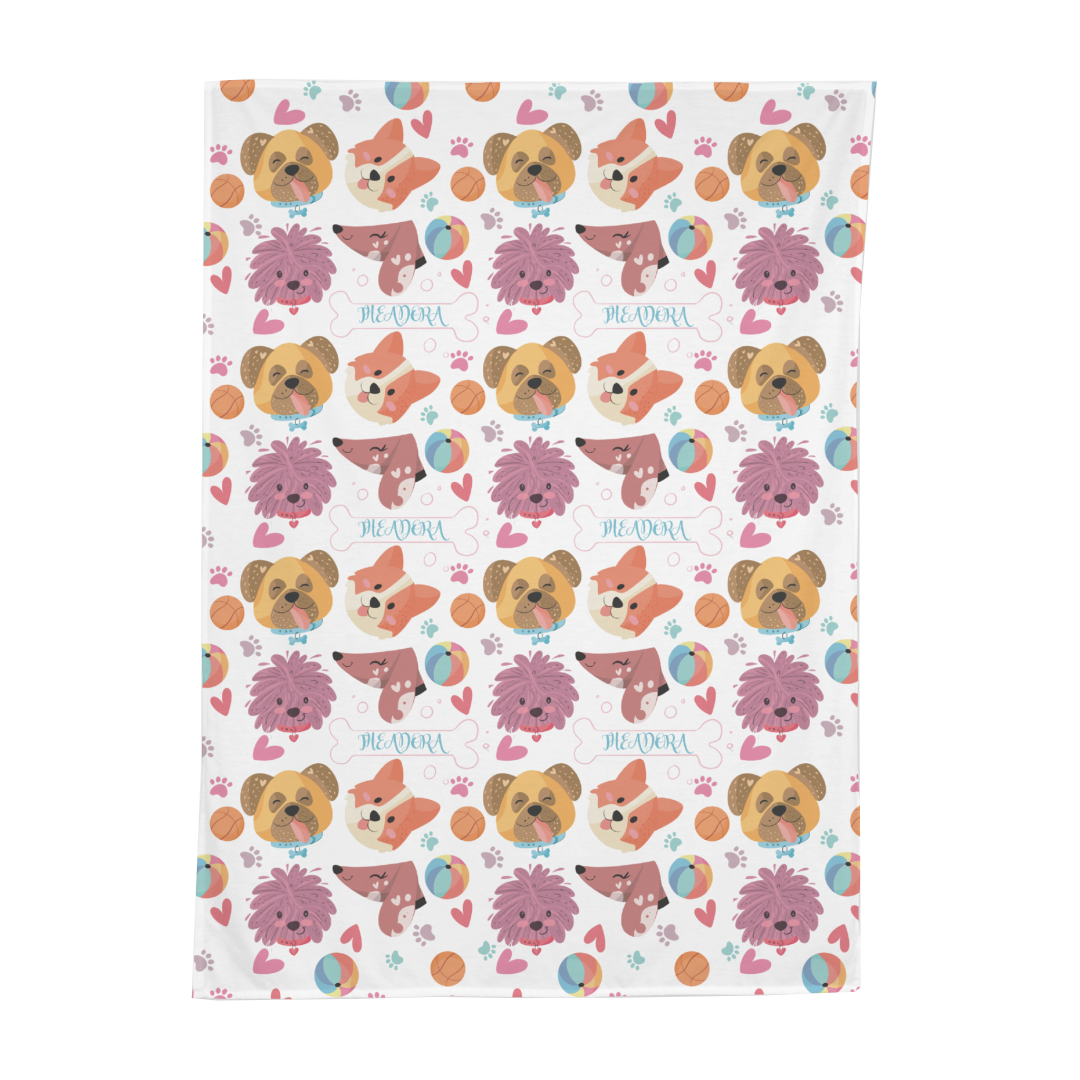 PERSONALIZED CUTE PUPPY SWADDLE BLANKET