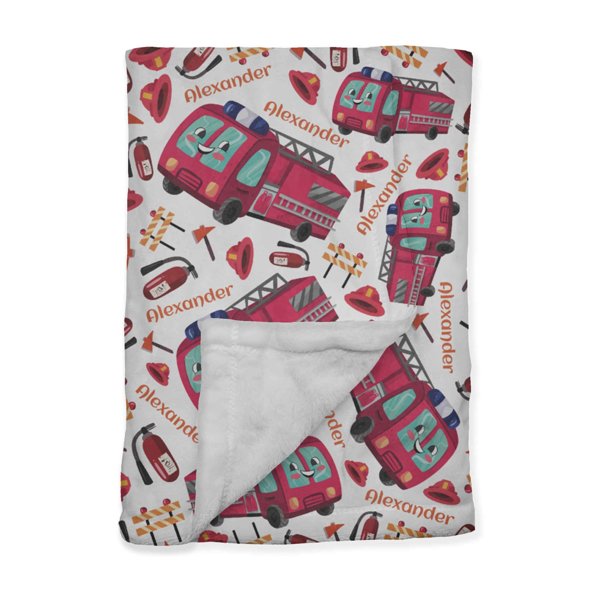 PERSONALIZED CUTE FIRE ENGINE MINKY BLANKET