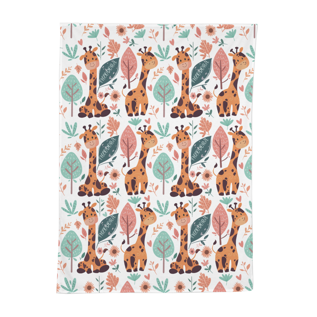 PERSONALIZED CUTE GIRAFFE SWADDLE BLANKET